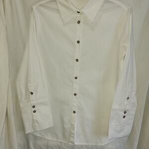 CK Bradley Crisp White Shirt W/ Gold Buttons Preppy Classic
